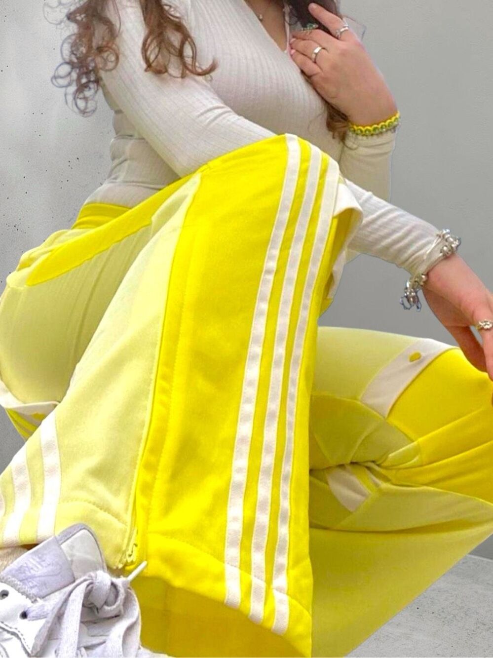 Adidas x Daniëlle Cathari Wide Leg Deconstructed Patchwork Track Pants Yellow 3X - Picture 3 of 16